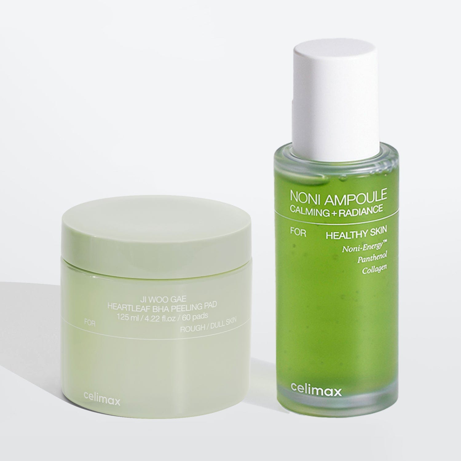 The Real Noni Energy Ampoule & Ji Woo Gae Heartleaf BHA Peeling Pad Set